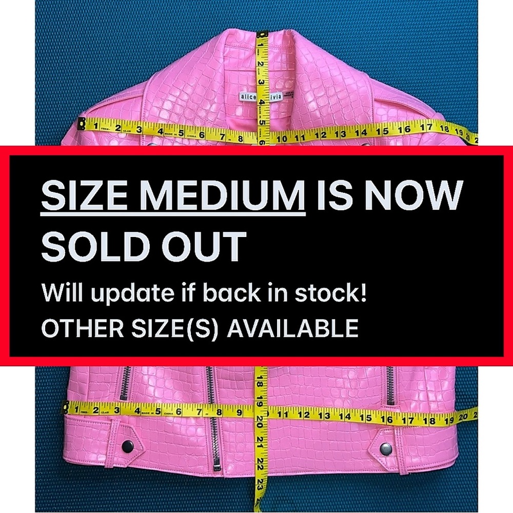 Alice + Olivia Cody Pink Vegan Leather Croc Moto Jacket - Picture 14 of 16